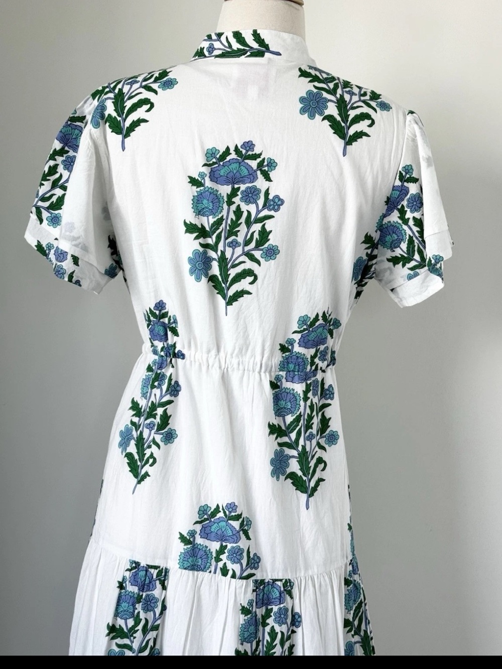 Victoria Dunn Magnolia Flutter Sleeve White Block Print Dress - Picture 6 of 8
